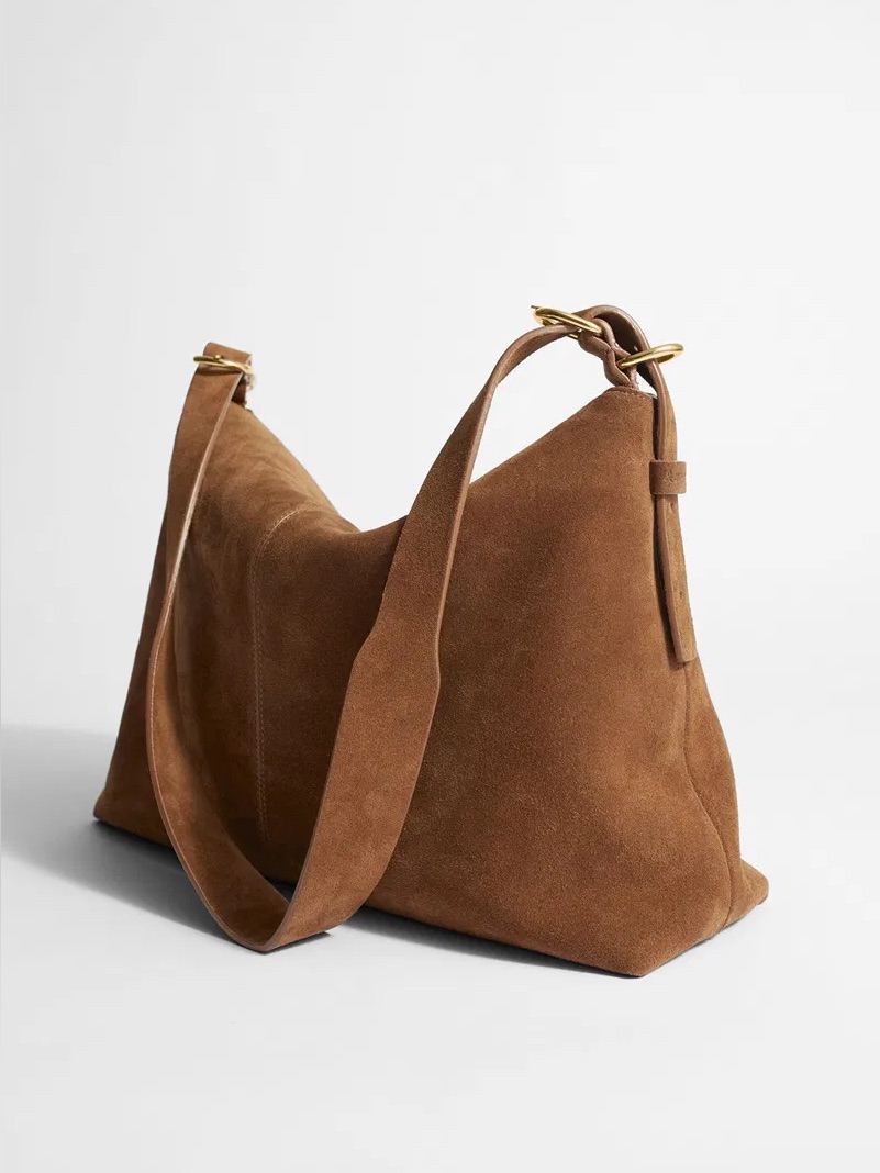 & Other Stories Large Leather Suede Shoulder Bag